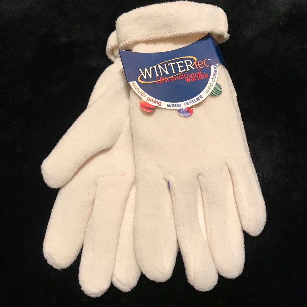 NWT FOWNES WinterTec Fleece Gloves Ivory O/S